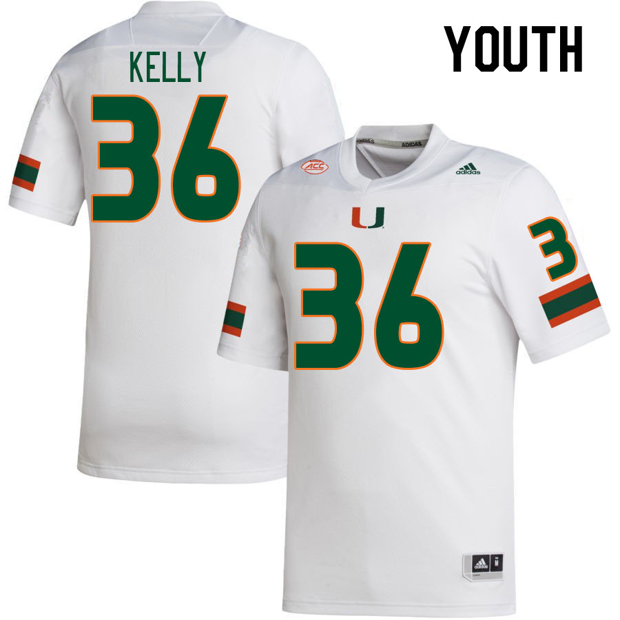 Youth #36 Nick Kelly Miami Hurricanes College Football Jerseys Stitched-White